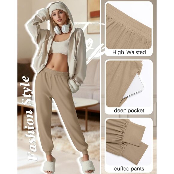 3 Pack Women's Lounge Joggers Loose Yoga Pants with Pockets High Waisted Sweatpa - Picture 3 of 6